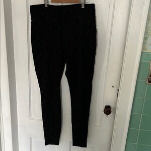 Black Velvet on Black Textured  Leggings